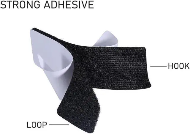 Alt view image 3 of 7 - 20 Sets 1x4 Inch Hook and Loop Fastener Strips with Adhesive Heavy Duty Double Sided Sticky for Outdoor, Fabric, Picture Hanging, Wall Mounting Tape, Black