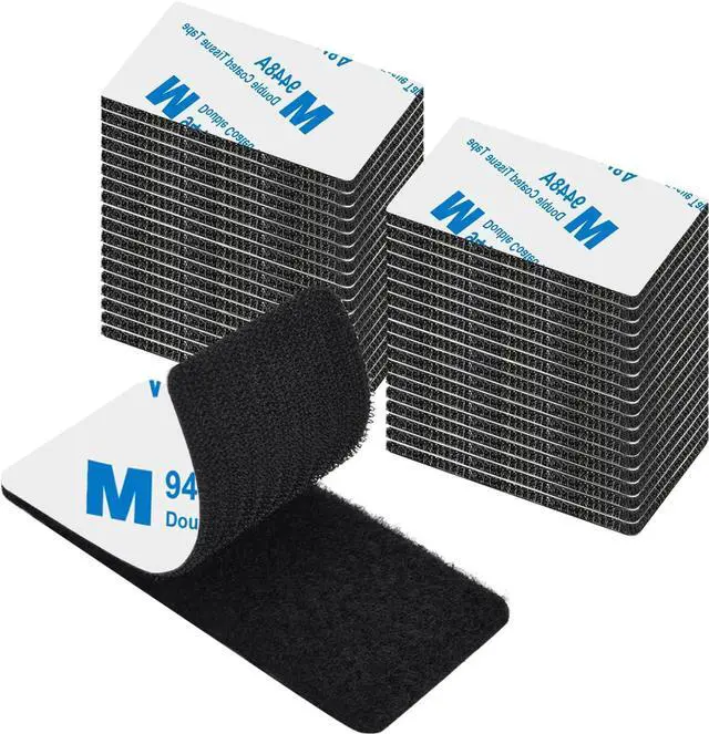 Main image of Hook and Loop Strips 1.18x1.97 20 Pairs Black Nylon Heavy Duty Self Adhesive Fasteners
