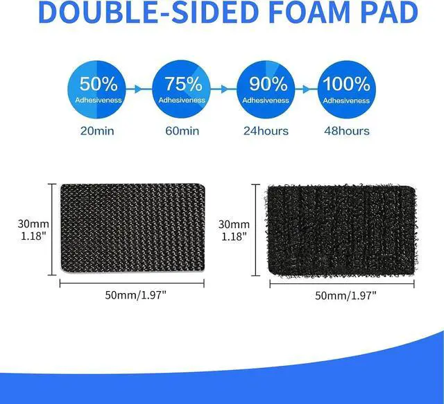 Alt view image 3 of 7 - Hook and Loop Strips 1.18x1.97 20 Pairs Black Nylon Heavy Duty Self Adhesive Fasteners