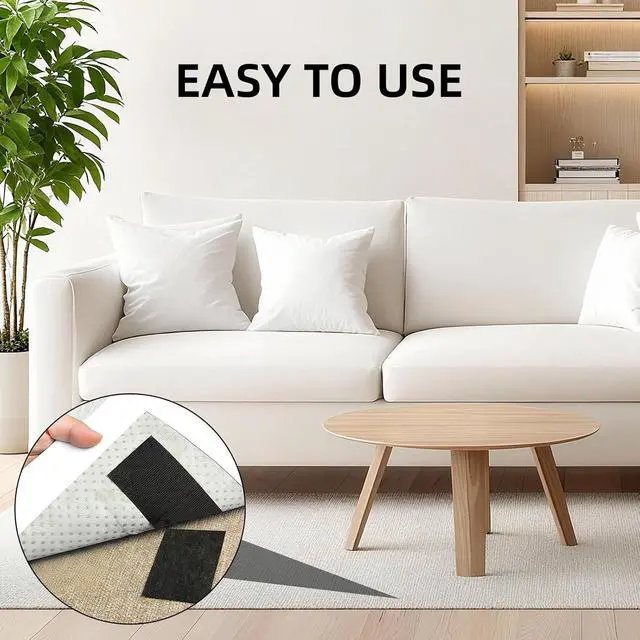 Alt view image 2 of 5 - 2''×4'' 10 Pairs Hook and Loop Pads with 3M 9448A Self Adhesive | Interlocking Strip Picture Hanging Strips Fastener Rug Gripper Double Sided Carpet Tape for Indoors Outdoors Home and Office