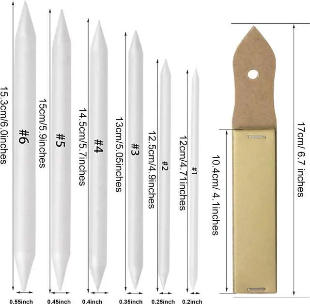 Alt view image 2 of 6 - 14 PCS Blending Stumps and Tortillions Paper Art Blenders | Sandpaper Pencil Sharpener Pointer, Compressed Charcoal Sticks, For Student Artist Sketch Drawing Shading