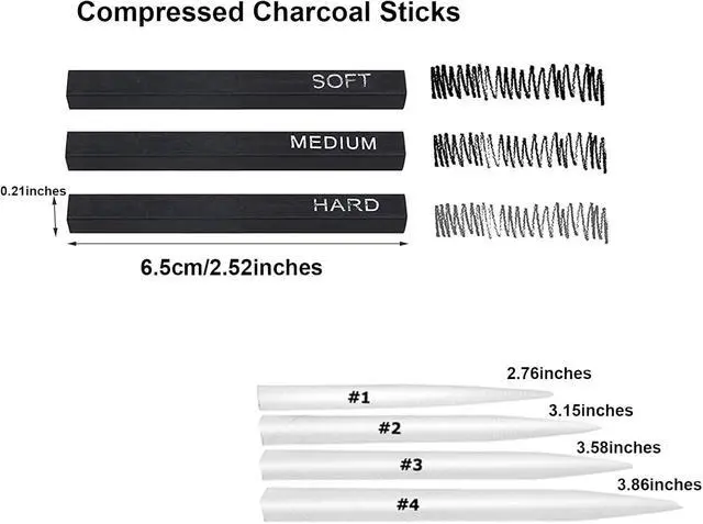 Alt view image 3 of 6 - 14 PCS Blending Stumps and Tortillions Paper Art Blenders | Sandpaper Pencil Sharpener Pointer, Compressed Charcoal Sticks, For Student Artist Sketch Drawing Shading