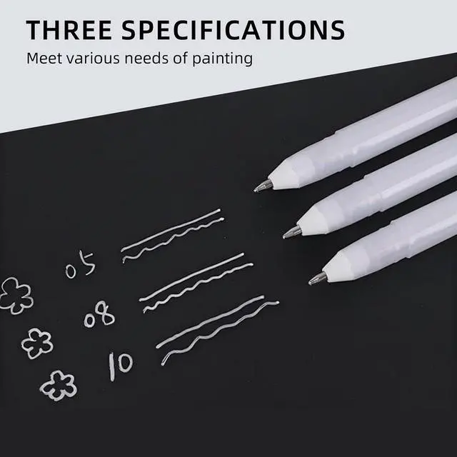 Alt view image 2 of 7 - White Gel Pens, 3 Tip Sizes Pack White Ink Pen | Fine 0.5mm/Medium 0.8mm/Bold 1.0mm, For Art, Journaling, Drawing, Black Paper, Holiday Gifts & DIY Projects, DIY