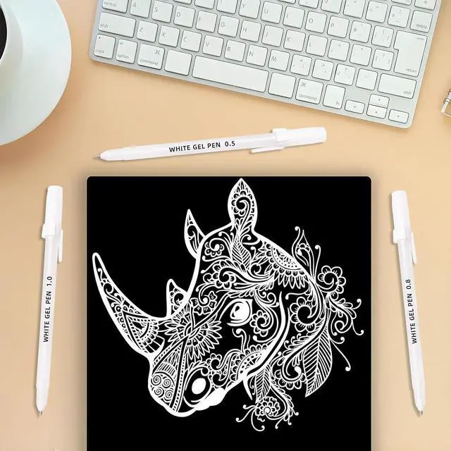 Alt view image 4 of 7 - White Gel Pens, 3 Tip Sizes Pack White Ink Pen | Fine 0.5mm/Medium 0.8mm/Bold 1.0mm, For Art, Journaling, Drawing, Black Paper, Holiday Gifts & DIY Projects, DIY