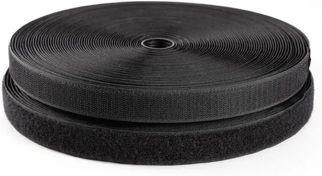 Main image of 3/4'' Width x 10Meters Length Black Sew On Hook and Loop Tape Fastening Nylon Fabric Tape (Black, 3/4 Inch x 10 Meters)