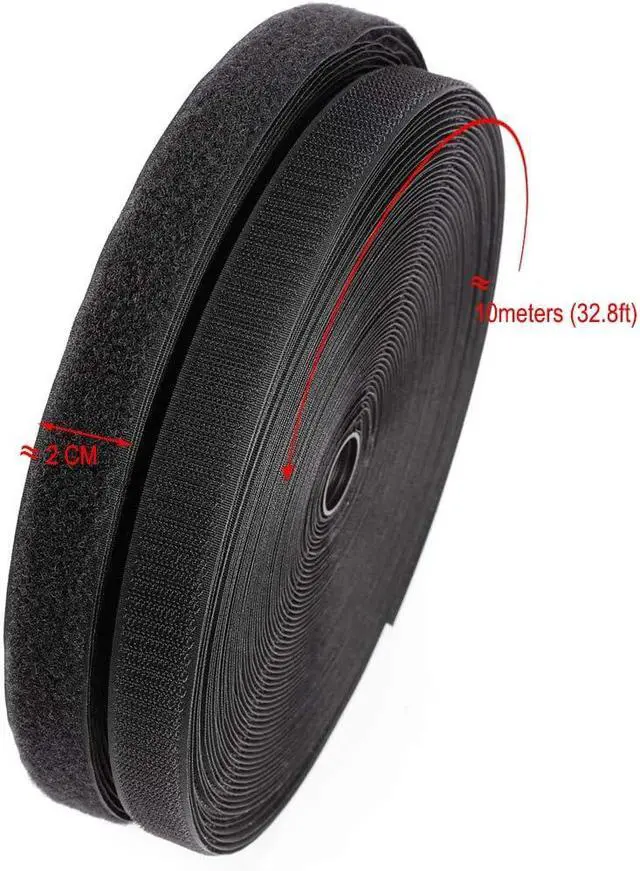 Alt view image 2 of 7 - 3/4'' Width x 10Meters Length Black Sew On Hook and Loop Tape Fastening Nylon Fabric Tape (Black, 3/4 Inch x 10 Meters)