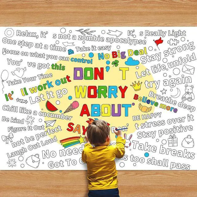 Main image of Positive Affirmations Giant Coloring Poster - 31.5x43.3 Inch Large Coloring Poster Tablecloth Banner DIY Drawing Paper Sheet for Birthday Party Supplies