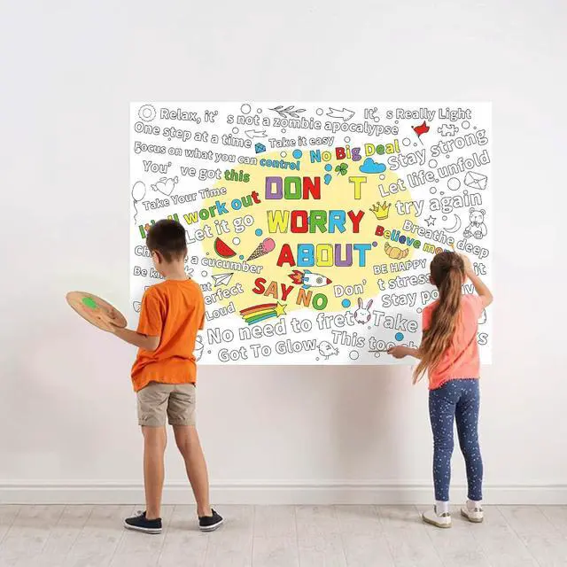 Alt view image 6 of 7 - Positive Affirmations Giant Coloring Poster - 31.5x43.3 Inch Large Coloring Poster Tablecloth Banner DIY Drawing Paper Sheet for Birthday Party Supplies