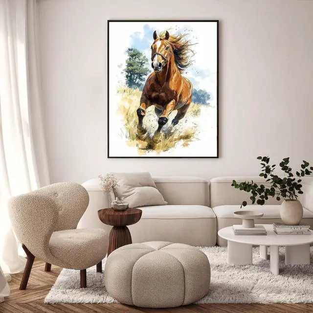 Alt view image 2 of 7 - Paint by Numbers Kit for Adults, Running Horse Painting, 16 x 20 Inch | DIY Adult Paint by Number Kit on Canvas for Beginners, without Frame, Horse Wall Decor, Stress Relief Craft Gift