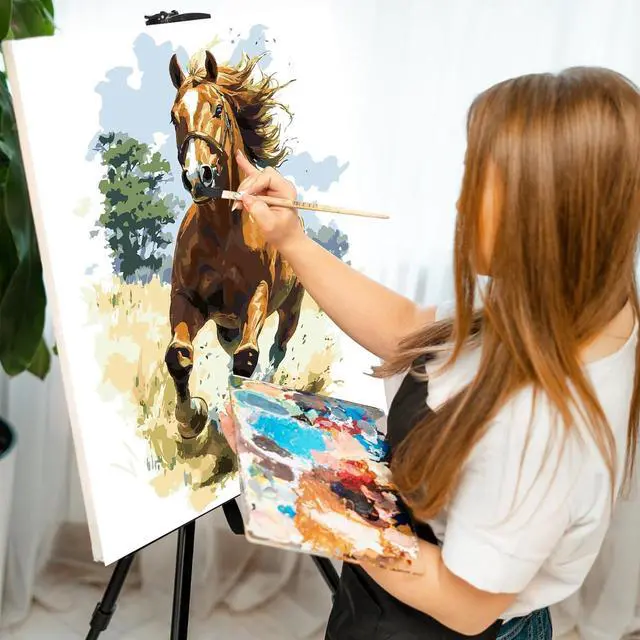 Alt view image 6 of 7 - Paint by Numbers Kit for Adults, Running Horse Painting, 16 x 20 Inch | DIY Adult Paint by Number Kit on Canvas for Beginners, without Frame, Horse Wall Decor, Stress Relief Craft Gift