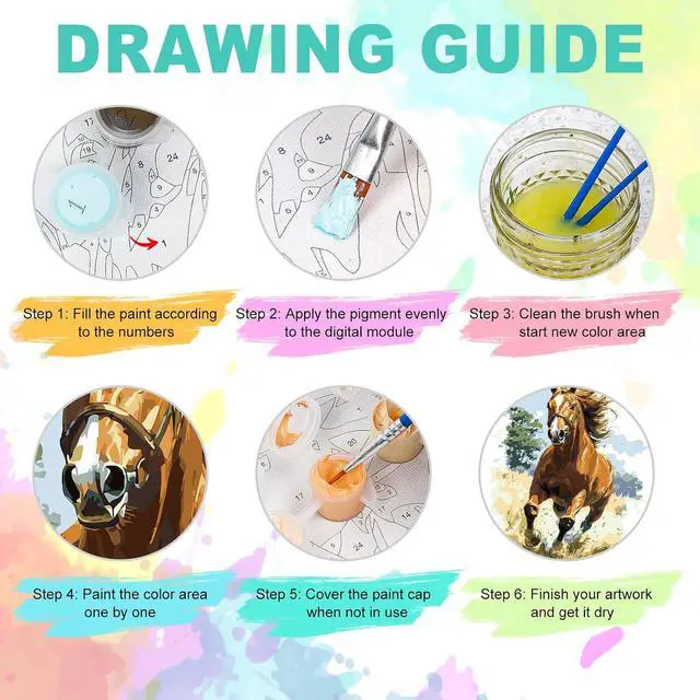 Alt view image 5 of 7 - Paint by Numbers Kit for Adults, Running Horse Painting, 16 x 20 Inch | DIY Adult Paint by Number Kit on Canvas for Beginners, without Frame, Horse Wall Decor, Stress Relief Craft Gift