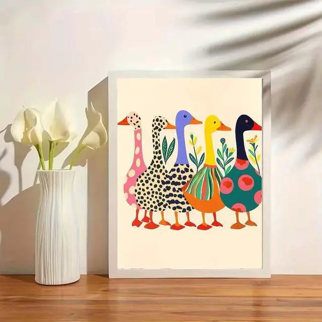 Alt view image 3 of 7 - Duck Paint by Numbers Kits for Adult,Colorful Duck Paint by Numbers Kit for Adults Beginners, DIY Animal Acrylic Painting on Canvas for Adult, Home Wall Decor 16 x 20 inch