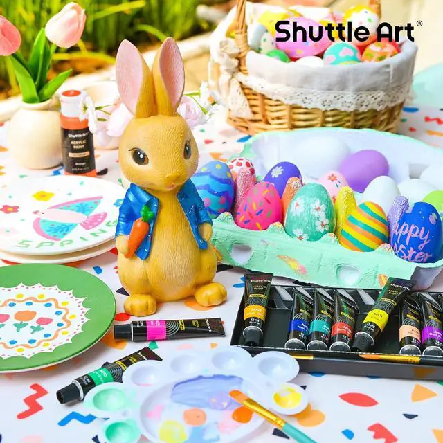 Alt view image 8 of 8 - Shuttle Art Acrylic Paint Set, 30 x12ml Tubes Artist Quality Non Toxic Rich Pigments Colors Great for Kids Adults Professional Painting on Rocks Canvas Wood Clay Fabric Ceramic Crafts