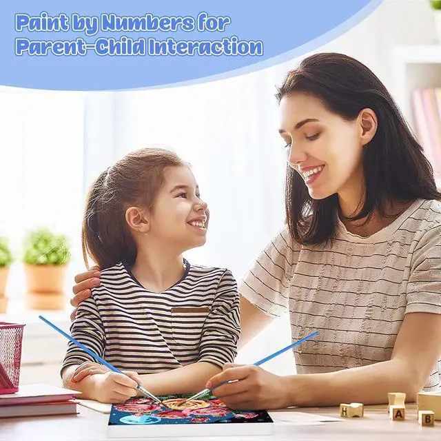 Alt view image 4 of 6 - Flowers Paint by Numbers Kit for Adults Beginners Framed, 2 Pack DIY Adults' Paint-by-Number Kits, Adult Paint by Number Kits on Canvas, Landscape Acrylic Paint Set for Home Decor, 8x8in