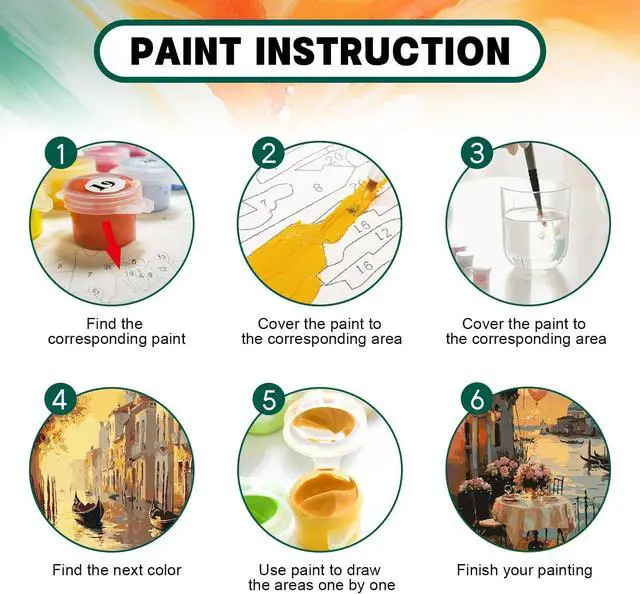 Alt view image 4 of 7 - 2 Pack Paint by Numbers Kit for Adults Beginner, Sunset Venice Adult Paint by Number Kits on Canvas, DIY Landscape Acrylic Number Painting for Adults for Home Wall Decor Gift 16x20 Inch