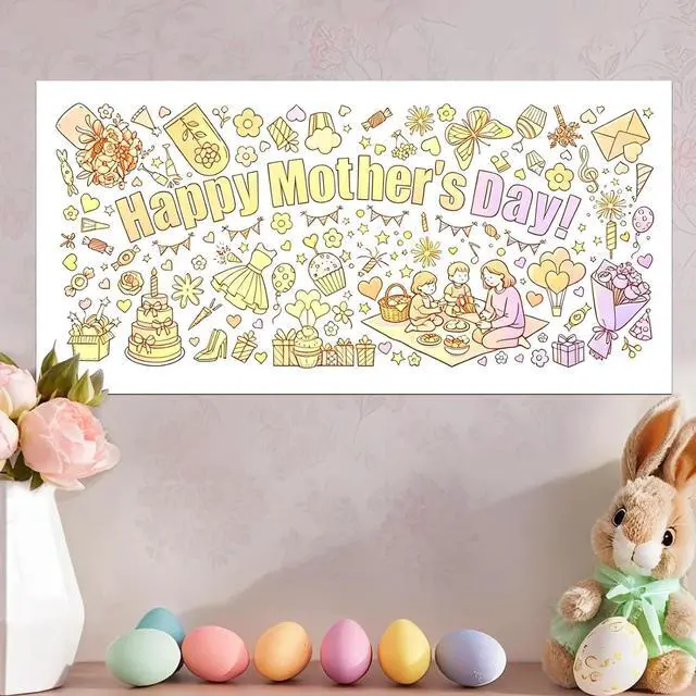 Alt view image 5 of 7 - Mother's Day Coloring Posters for Kids - 2PCS 35" x 31" Giant Paper Coloring Banner/Table Cover, DIY Art Group Activities Gifts for Mom & Grandma (No Markers)