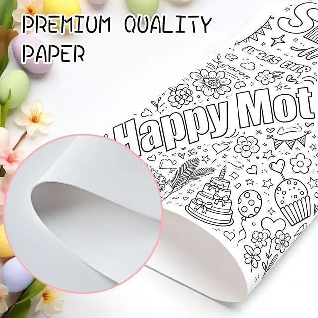 Alt view image 4 of 7 - Mother's Day Coloring Posters for Kids - 2PCS 35" x 31" Giant Paper Coloring Banner/Table Cover, DIY Art Group Activities Gifts for Mom & Grandma (No Markers)
