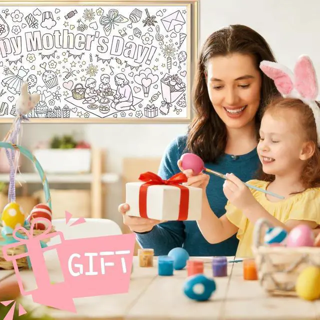 Alt view image 7 of 7 - Mother's Day Coloring Posters for Kids - 2PCS 35" x 31" Giant Paper Coloring Banner/Table Cover, DIY Art Group Activities Gifts for Mom & Grandma (No Markers)