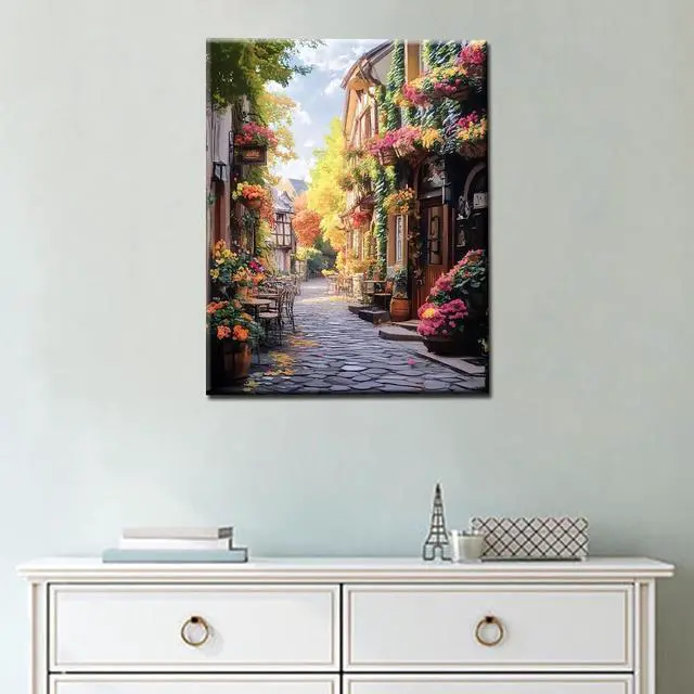 Alt view image 3 of 7 - European Architecture Town Paint by Numbers for Adults Rome Scenery DIY Oil Painting Kits for Kids Green Leaves Paintings Pictures Arts Crafts for Home Wall Decor 16x20inch Frameless