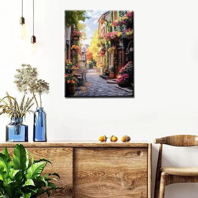 Alt view image 4 of 7 - European Architecture Town Paint by Numbers for Adults Rome Scenery DIY Oil Painting Kits for Kids Green Leaves Paintings Pictures Arts Crafts for Home Wall Decor 16x20inch Frameless