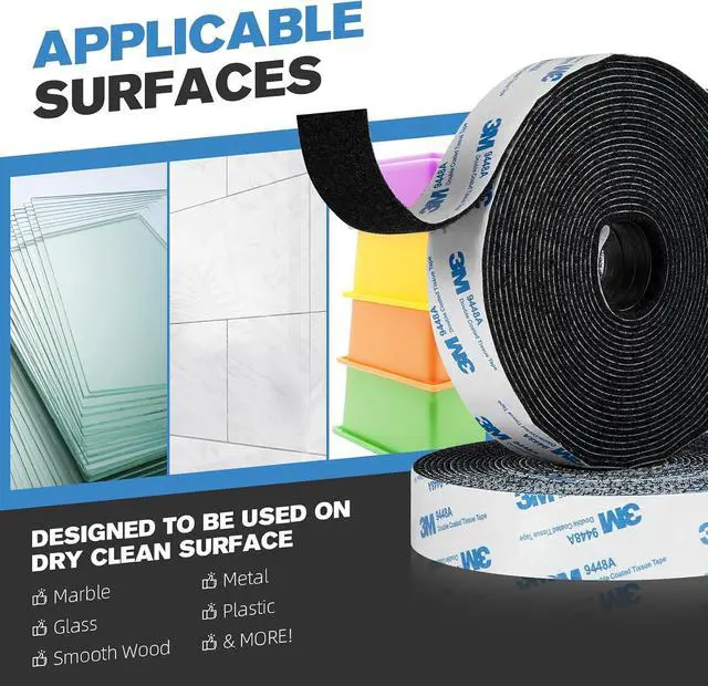 Alt view image 7 of 7 - Hook and Loop Tape 1" x 12ft, Self Adhesive Strips with Strong 9448A Backing, Interlocking Nylon Fabric Fastener for Carpets, Crafts, Home, Car, Office Black