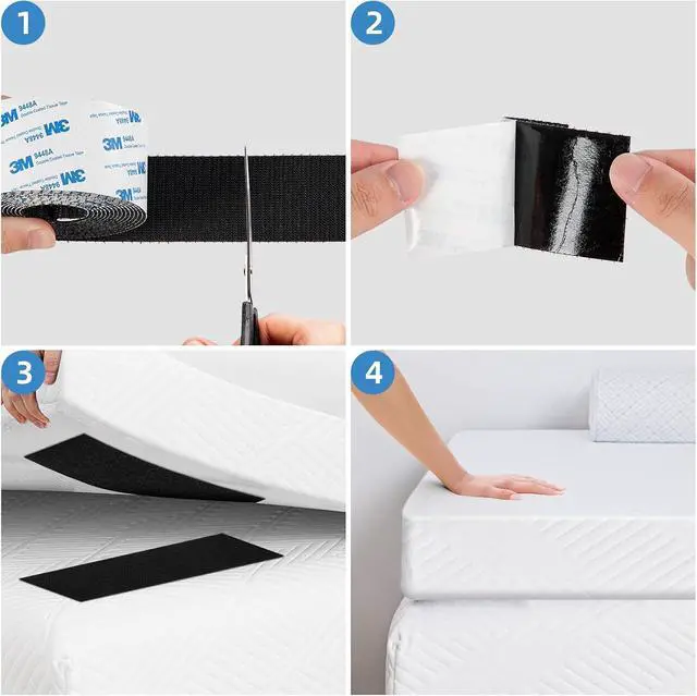 Alt view image 4 of 7 - Hook and Loop Tape 1" x 12ft, Self Adhesive Strips with Strong 9448A Backing, Interlocking Nylon Fabric Fastener for Carpets, Crafts, Home, Car, Office Black