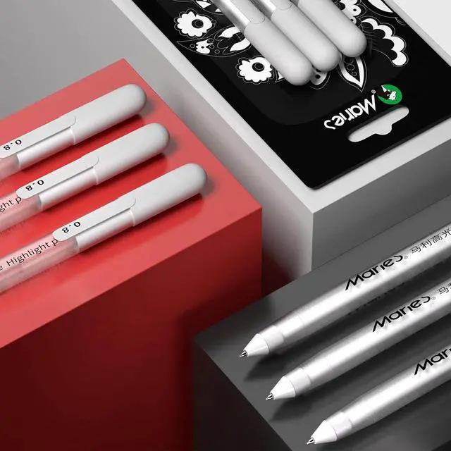 Alt view image 3 of 7 - White Gel Pen Set, 3 Pack, 1mm Gel Ink Pens Opaque White Archival Ink Pens for Black Paper Drawing, Sketching, Illustration, Card Making, Bullet Journaling