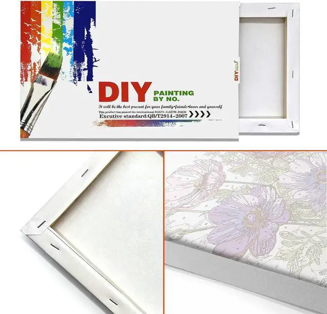 Alt view image 4 of 7 - Paint by Numbers Kit for Adults with Frame, Flowers Adult Paint by Number Kits with Easel, DIY Flowers Acrylic Oil Painting Kit Framed for Home Wall Decor 8x12 Inch
