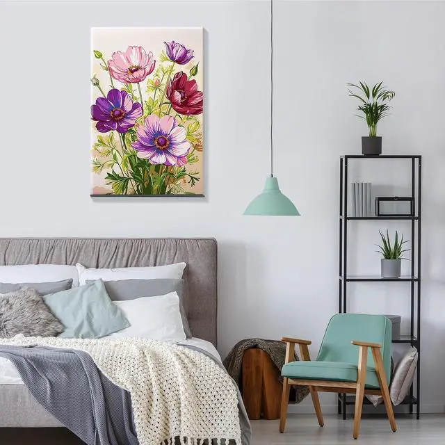 Alt view image 7 of 7 - Paint by Numbers Kit for Adults with Frame, Flowers Adult Paint by Number Kits with Easel, DIY Flowers Acrylic Oil Painting Kit Framed for Home Wall Decor 8x12 Inch