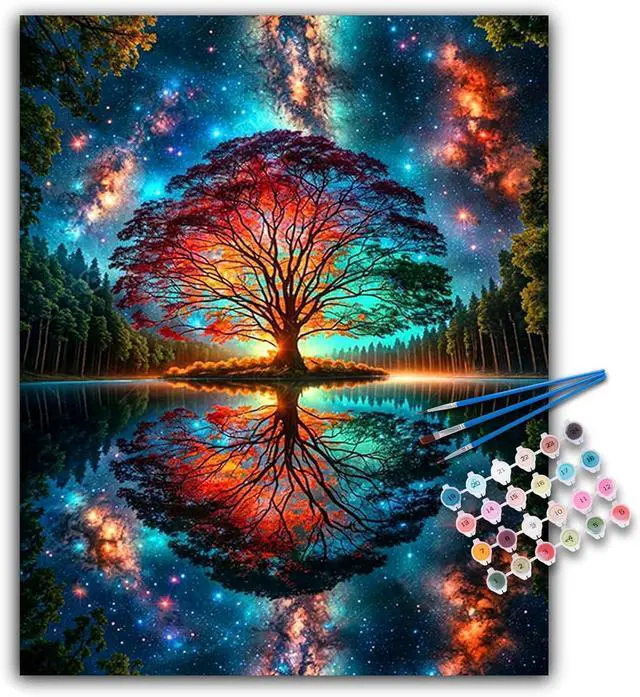 Main image of Paint by Numbers Kit for Adults - Tree of Life Acrylic Adult Paint by Number Kits on Canvas for Beginner, Tree of Life DIY Oil Painting by Numbers for Adults Kit, Perfect for Home Decor Gift 16"x20"