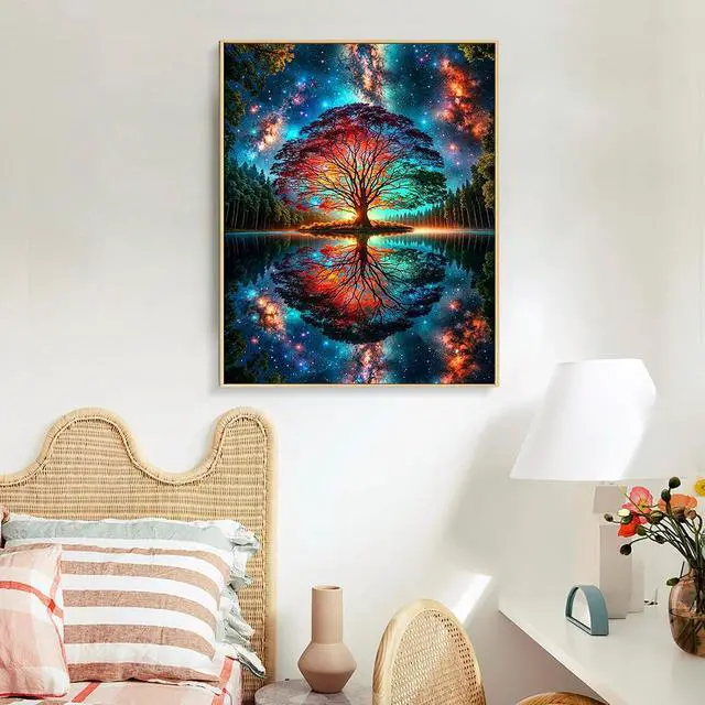 Alt view image 2 of 7 - Paint by Numbers Kit for Adults - Tree of Life Acrylic Adult Paint by Number Kits on Canvas for Beginner, Tree of Life DIY Oil Painting by Numbers for Adults Kit, Perfect for Home Decor Gift 16"x20"