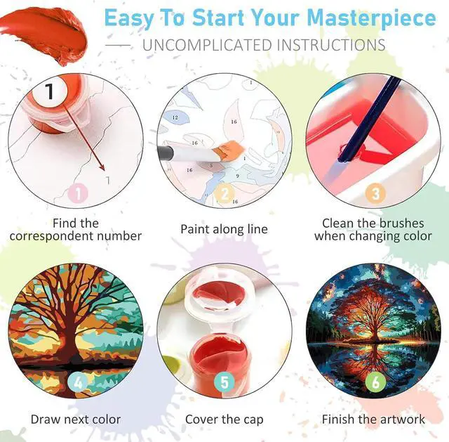 Alt view image 6 of 7 - Paint by Numbers Kit for Adults - Tree of Life Acrylic Adult Paint by Number Kits on Canvas for Beginner, Tree of Life DIY Oil Painting by Numbers for Adults Kit, Perfect for Home Decor Gift 16"x20"