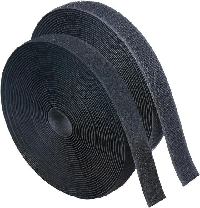 Main image of 1in*11 Yard Black Sew On Hook Loop for Fabric, Non-Sicky Hook Loop Strips | Strong Grip Fasteners Replace Button Zipper, Interlocking Sewing Tape for Sewing Clothing Curtains Bags Shoes Crafts