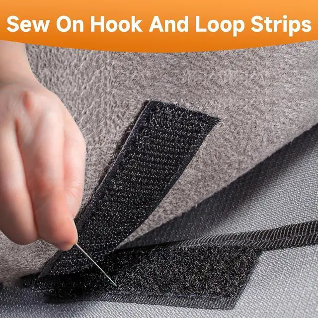 Alt view image 3 of 7 - 1in*11 Yard Black Sew On Hook Loop for Fabric, Non-Sicky Hook Loop Strips | Strong Grip Fasteners Replace Button Zipper, Interlocking Sewing Tape for Sewing Clothing Curtains Bags Shoes Crafts