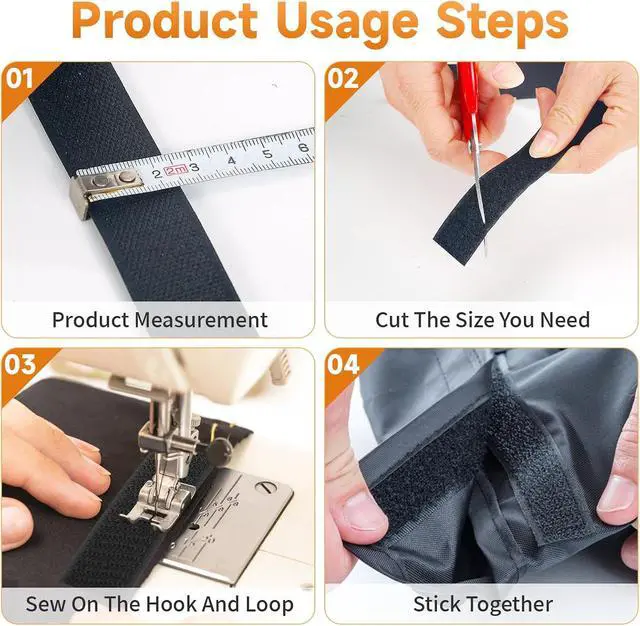 Alt view image 5 of 7 - 1in*11 Yard Black Sew On Hook Loop for Fabric, Non-Sicky Hook Loop Strips | Strong Grip Fasteners Replace Button Zipper, Interlocking Sewing Tape for Sewing Clothing Curtains Bags Shoes Crafts