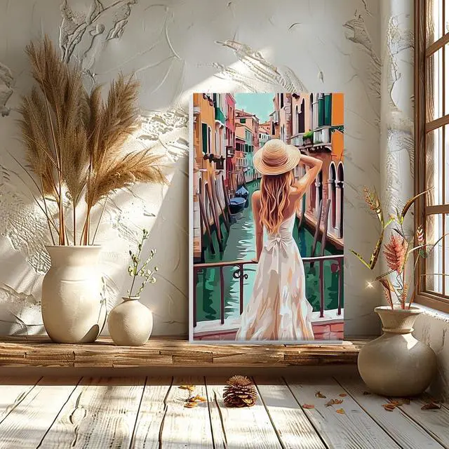 Alt view image 3 of 7 - Venice Paint by Numbers Kits with Frame for Adults Beginners, DIY Landscape Paint by Numbers for Kids, Painting Art on Canvas Gifts Home Wall Decor 20x30cm