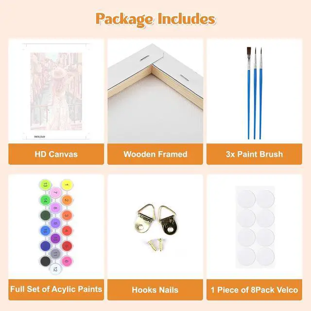 Alt view image 6 of 7 - Venice Paint by Numbers Kits with Frame for Adults Beginners, DIY Landscape Paint by Numbers for Kids, Painting Art on Canvas Gifts Home Wall Decor 20x30cm
