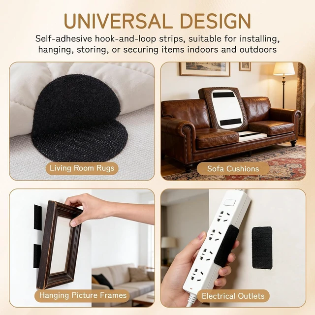 Alt view image 5 of 7 - 4Inx7F Heavy Duty Hook and Loop Tape,Non Slip Couch Cushion Gripper(Black) | Heavy Duty Hook and Loop Tape with Strong Adhesive, Nylon Self-Adhesive Heavy-Duty Tape for Furniture, Carpets, And Fabrics