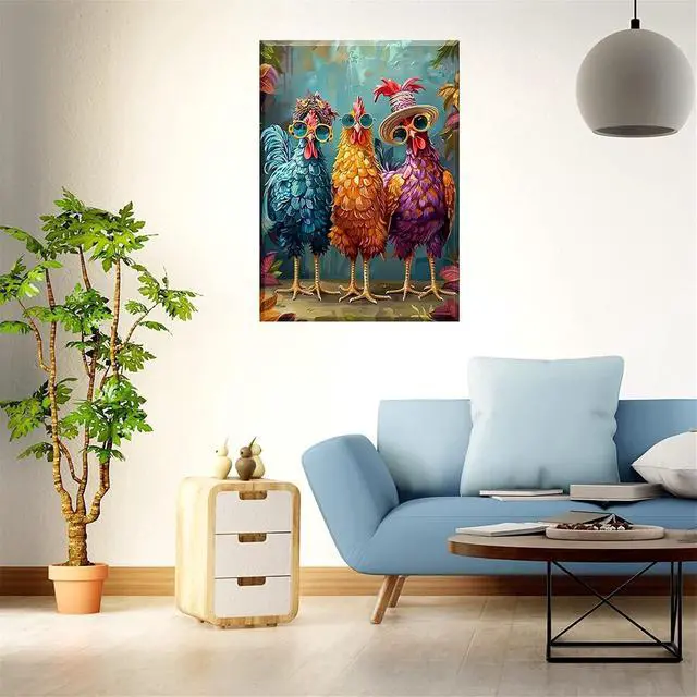 Alt view image 7 of 7 - Framed Paint by Numbers Kit for Adults,Painting by Numbers Kits with Framed on Canva for Beginner,DIY Watercolor Oil Painting Frame for Birthday Gift Decor for Home Wall. (chicken1)