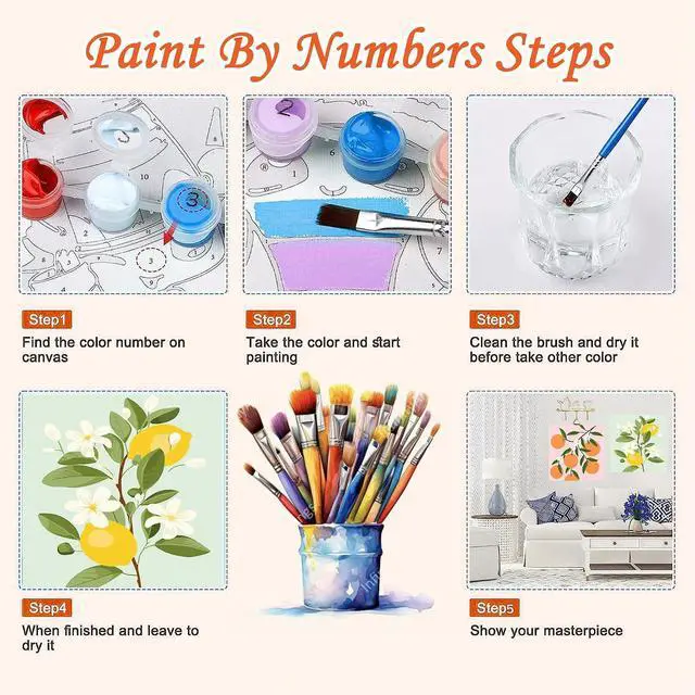 Alt view image 6 of 7 - Framed Paint by Numbers Kit for Adults,Painting by Numbers Kits with Framed on Canva for Beginner,DIY Watercolor Oil Painting Frame for Birthday Gift Decor for Home Wall. (chicken1)