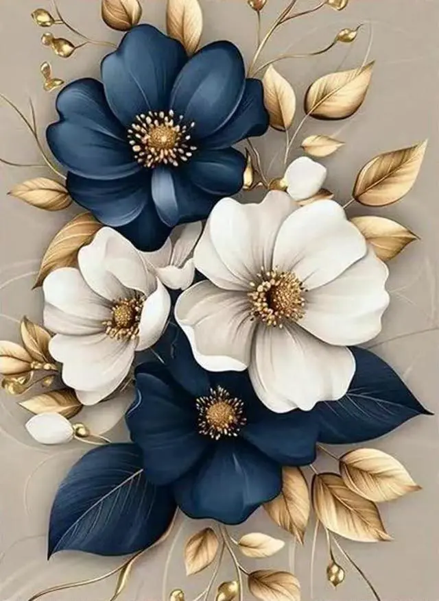 Main image of Flower Paint by Numbers Kit for Adults Beginners 19.6X15.7 inch | Adult Paint by Numbers, Arts and Crafts for Adults, Home Wall Decor(Without Frame)
