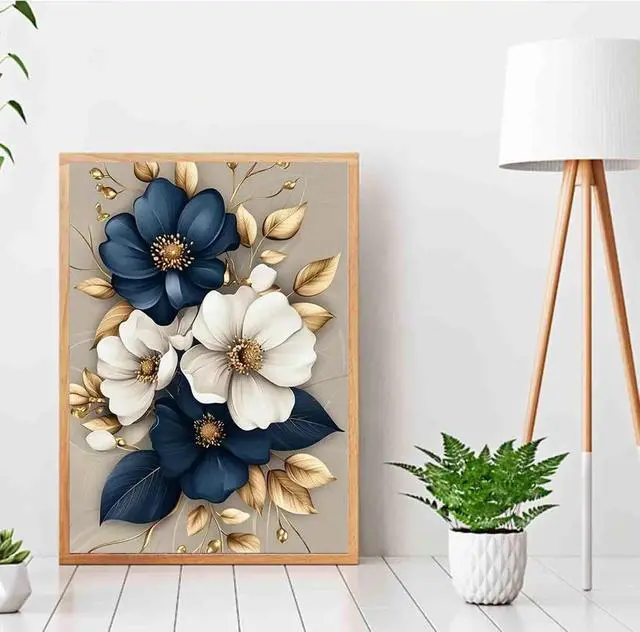 Alt view image 4 of 7 - Flower Paint by Numbers Kit for Adults Beginners 19.6X15.7 inch | Adult Paint by Numbers, Arts and Crafts for Adults, Home Wall Decor(Without Frame)