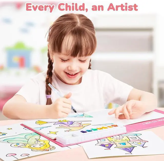 Alt view image 3 of 7 - Paint with Water Coloring Books for Toddlers (Magical Pony) | Watercolor Painting Set for Kids Ages 3-5 & 4-8, Arts & Crafts Drawing Activity Travel Toy, Birthday Gifts for Boys & Girls