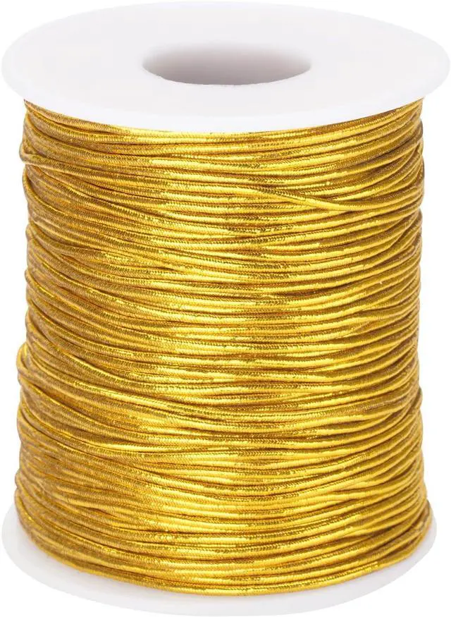 Main image of 110Yards Gold Elastic String - 1MM Metallic Stretch Cords | Elastic Cords Braiding for DIY Craft, Gift Wrapping, Jewelry Making, Christmas Decor