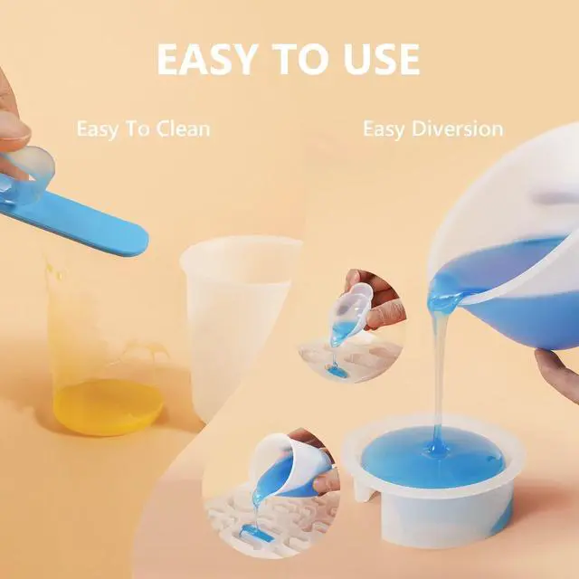 Alt view image 8 of 8 - KISREL Silicone Measuring Cups for Resin, Resin Supplies with 600&100ml Cups, Resin Mixing Cups, Silicone Stir Sticks, Epoxy Mixing Cup