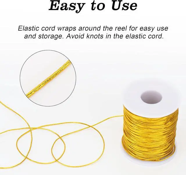 Alt view image 3 of 7 - 110Yards Gold Elastic String - 1MM Metallic Stretch Cords | Elastic Cords Braiding for DIY Craft, Gift Wrapping, Jewelry Making, Christmas Decor