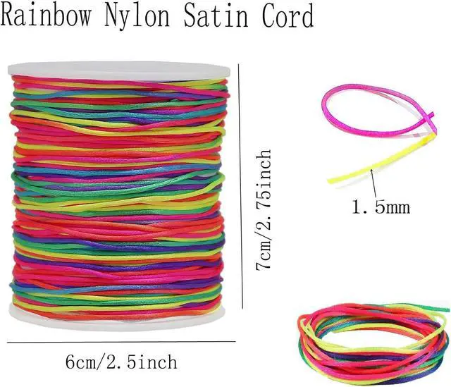 Alt view image 3 of 6 - Satin Nylon Trim Cord, 263Feet 1.5mm Rattail Beading String Cord for Arts and Crafts, Macrame Bracelets, Necklaces,DIY, Jewelry Making(Rainbow)