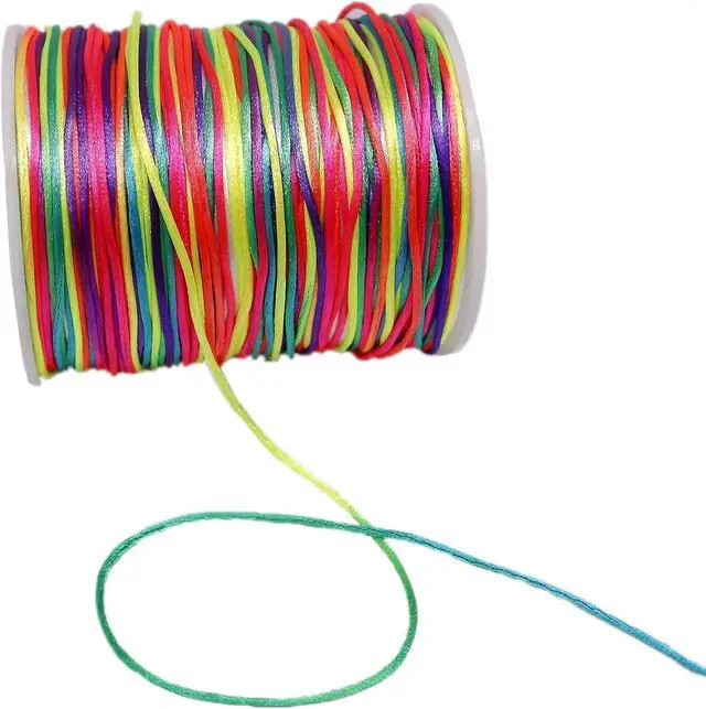 Alt view image 2 of 6 - Satin Nylon Trim Cord, 263Feet 1.5mm Rattail Beading String Cord for Arts and Crafts, Macrame Bracelets, Necklaces,DIY, Jewelry Making(Rainbow)