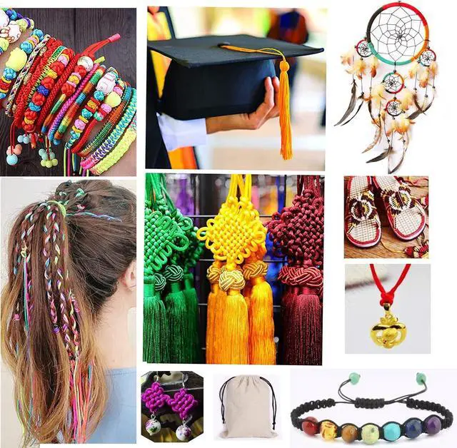 Alt view image 6 of 6 - Satin Nylon Trim Cord, 263Feet 1.5mm Rattail Beading String Cord for Arts and Crafts, Macrame Bracelets, Necklaces,DIY, Jewelry Making(Rainbow)