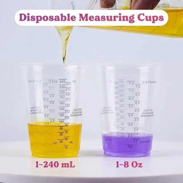 Alt view image 4 of 6 - Epoxy Resin Mixing Cups 50Pcs 8oz with Sticks Paint Pigment Measuring | 50 Pack 8oz Graduated Measuring Cups &50 Wooden Sticks |Clear Plastic Resin Mixing Set |Precise Scale for Epoxy Paint Craft